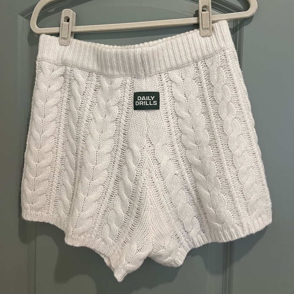 Daily Drills Cream Knit Shorts